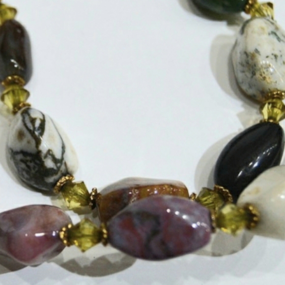 Natural Multi-Colored Stone Beaded Necklace - Picture 3 of 13